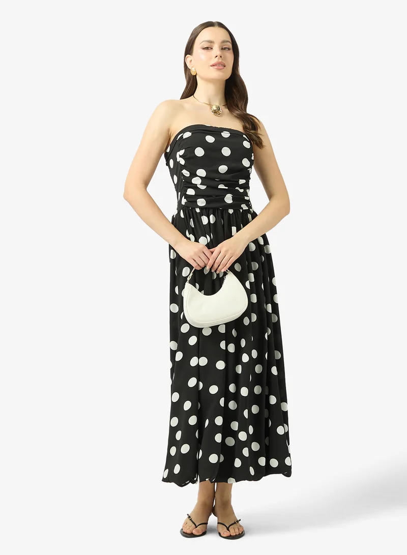 Ginger Bandeau Polka Dot A Line Dress